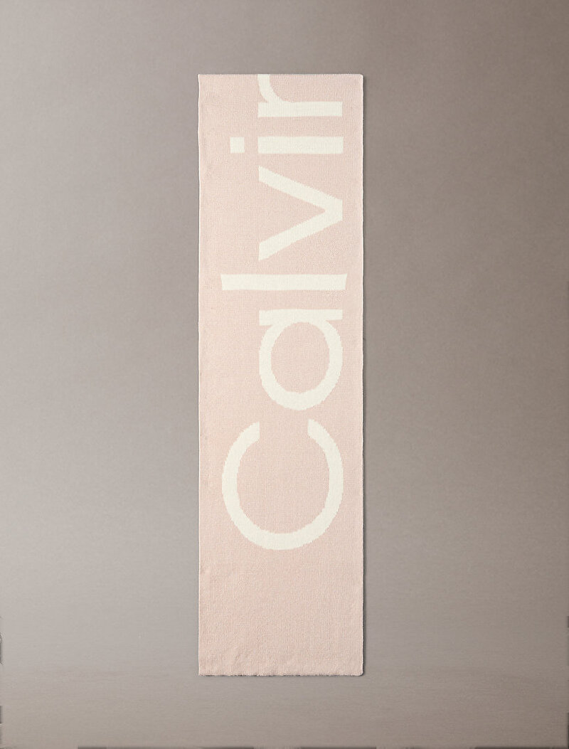 Calvin Klein Bej Renkli Erkek Bold Logo Atkı