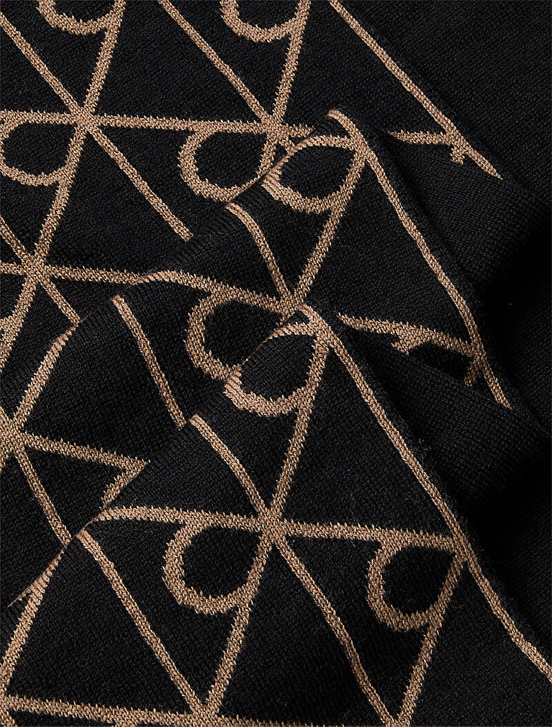 Calvin Klein Siyah Renkli Erkek Emblem Reversible Atkı