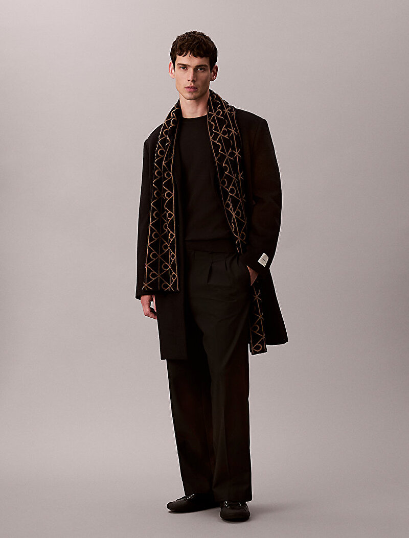 Calvin Klein Siyah Renkli Erkek Emblem Reversible Atkı