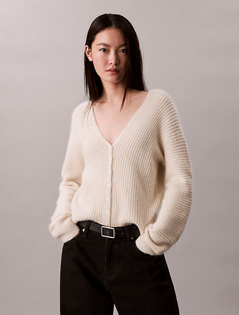 Kadın Long Sleeve Button Kazak