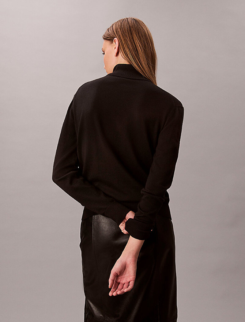 Calvin Klein Siyah Renkli Kadın Extrafine Merino Kazak