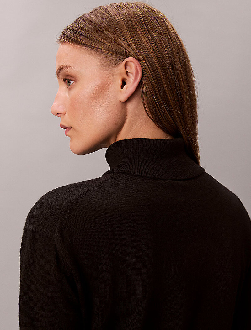 Calvin Klein Siyah Renkli Kadın Extrafine Merino Kazak