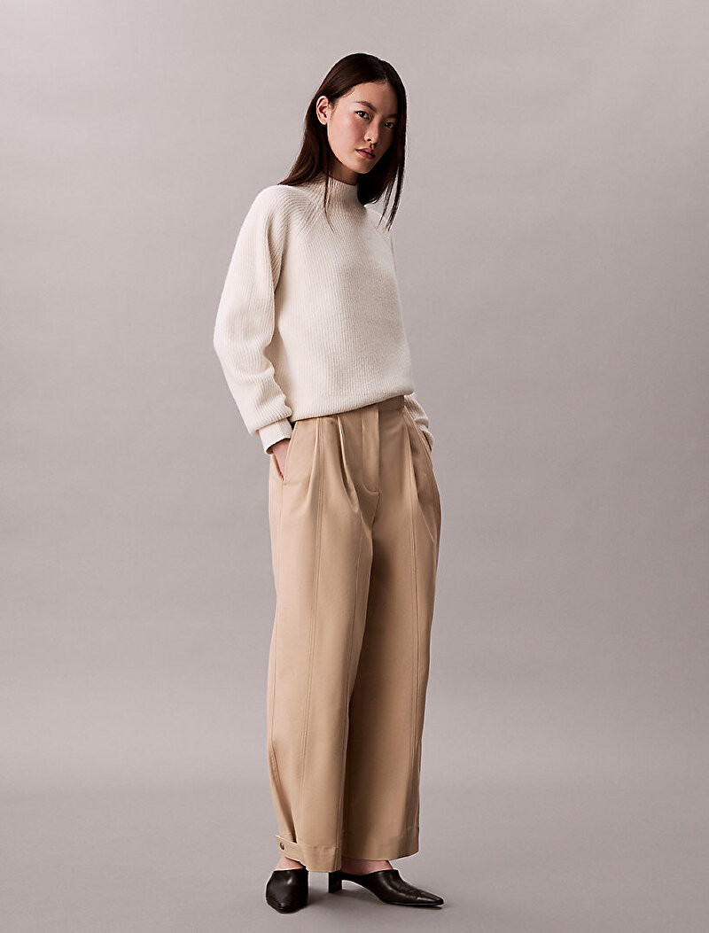 Calvin Klein Beyaz Renkli Kadın Woolen Stitch Kazak