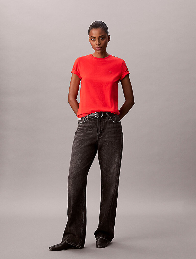 Calvin Klein Kırmızı Renkli Kadın Archive Jersey Crew T-shirt