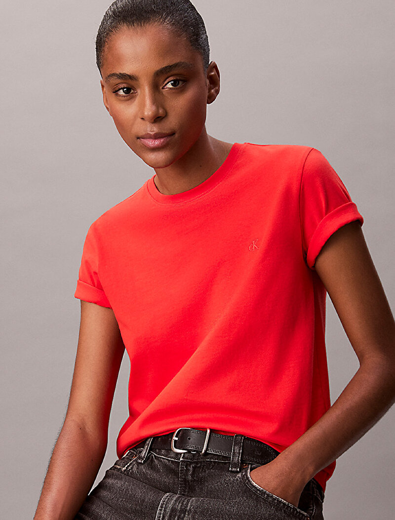 Calvin Klein Kırmızı Renkli Kadın Archive Jersey Crew T-shirt