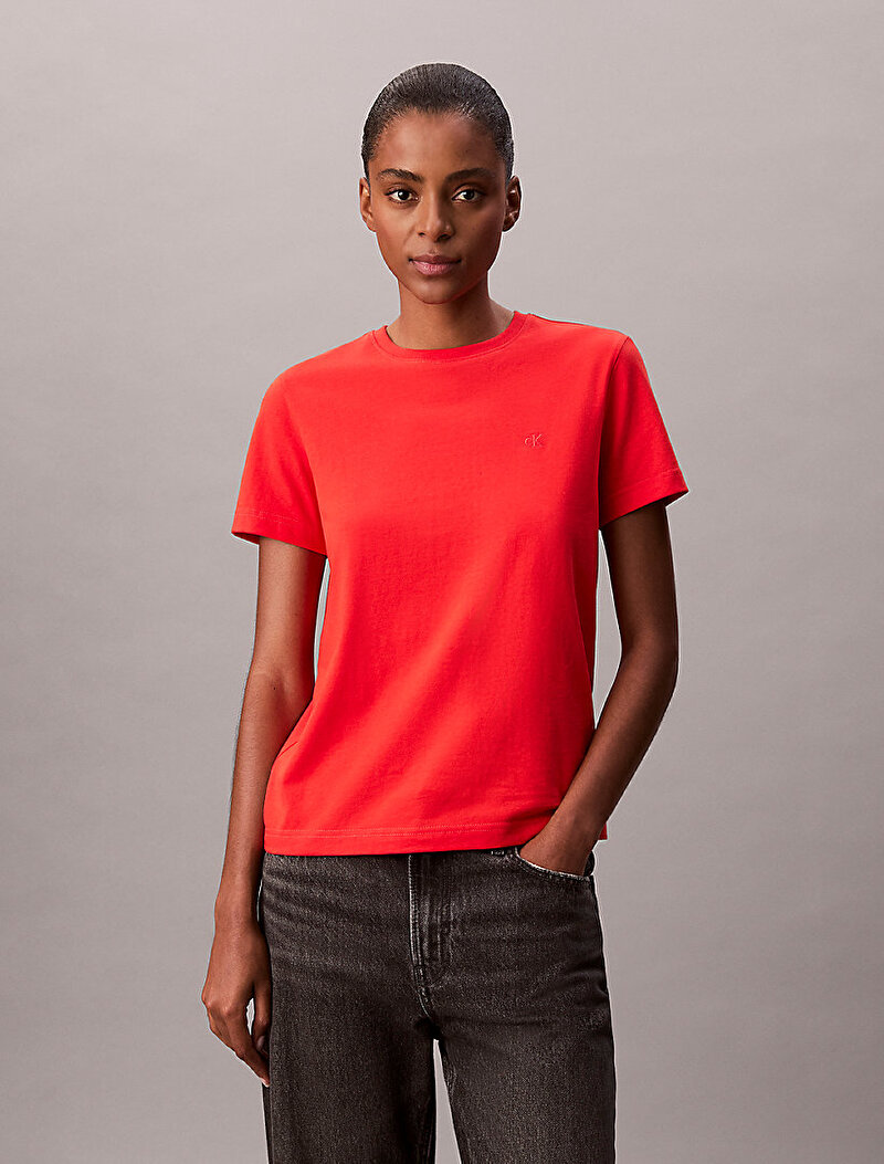 Calvin Klein Kırmızı Renkli Kadın Archive Jersey Crew T-shirt