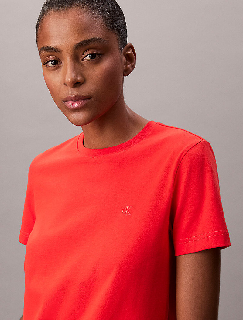 Calvin Klein Kırmızı Renkli Kadın Archive Jersey Crew T-shirt