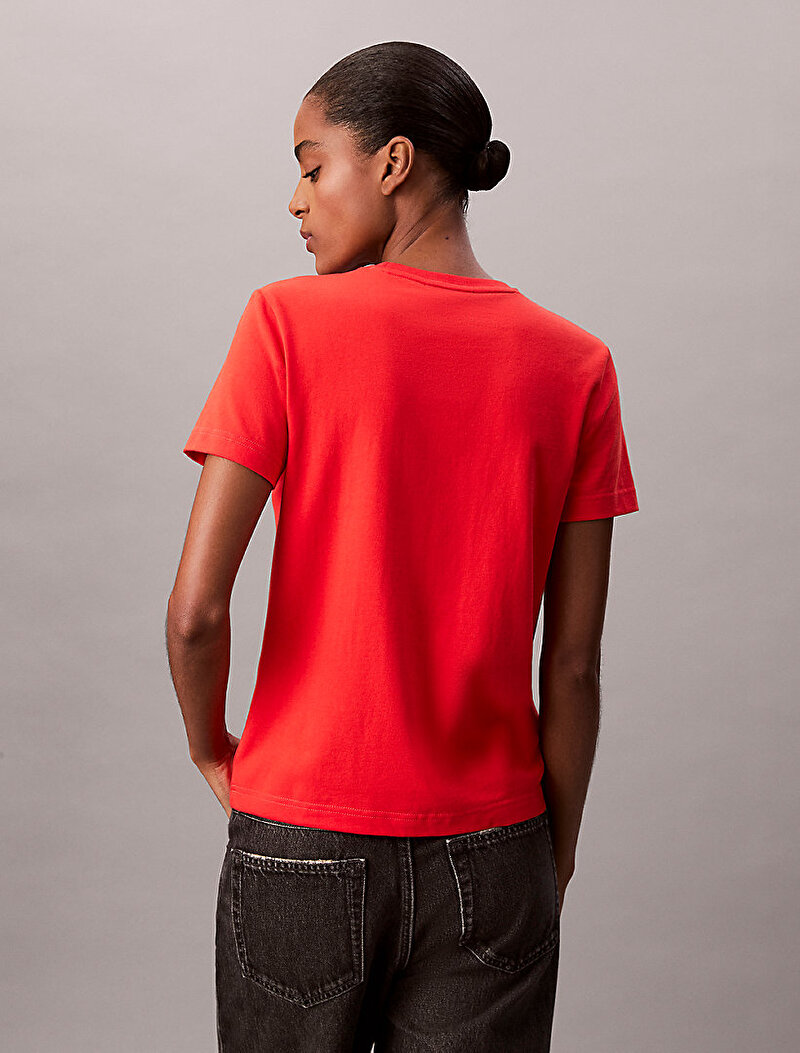 Calvin Klein Kırmızı Renkli Kadın Archive Jersey Crew T-shirt
