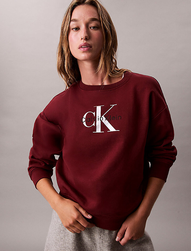 Calvin Klein Kırmızı Renkli Kadın Monologo French Sweatshirt
