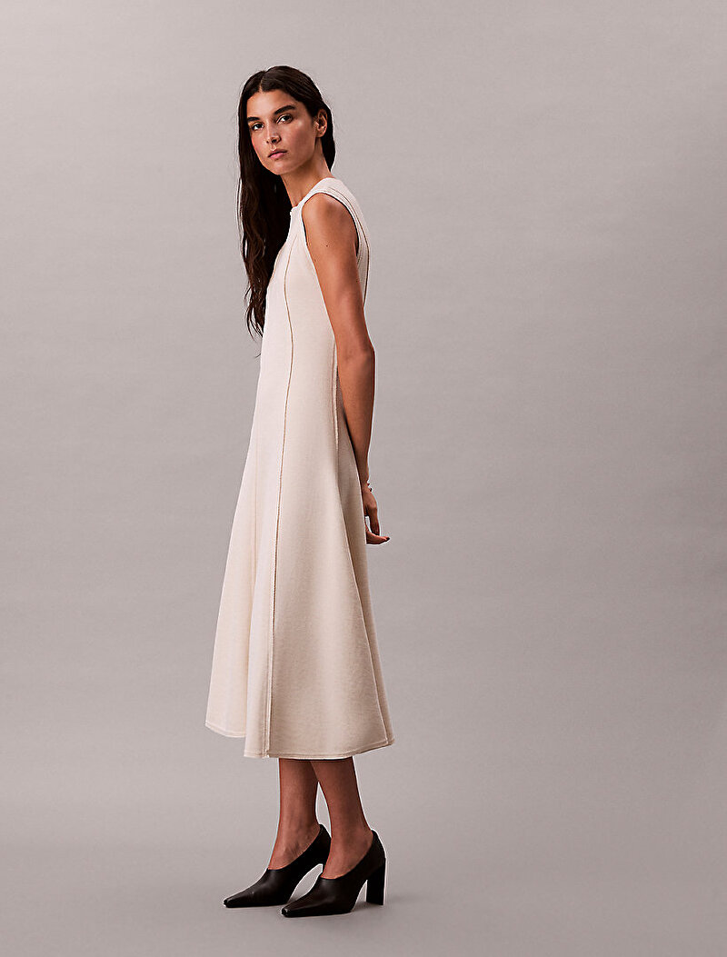 Calvin Klein Bej Renkli Kadın Snit Maxi Elbise