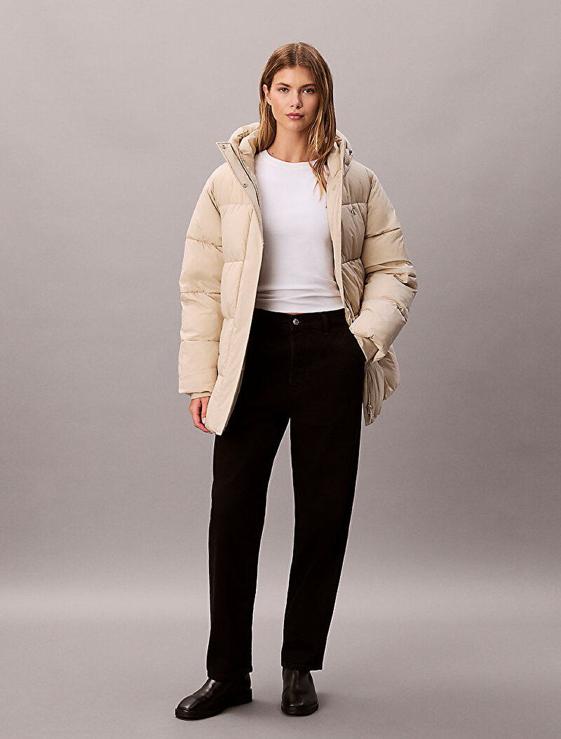 Calvin Klein Bej Renkli Kadın Essential Midweight Puffer Mont