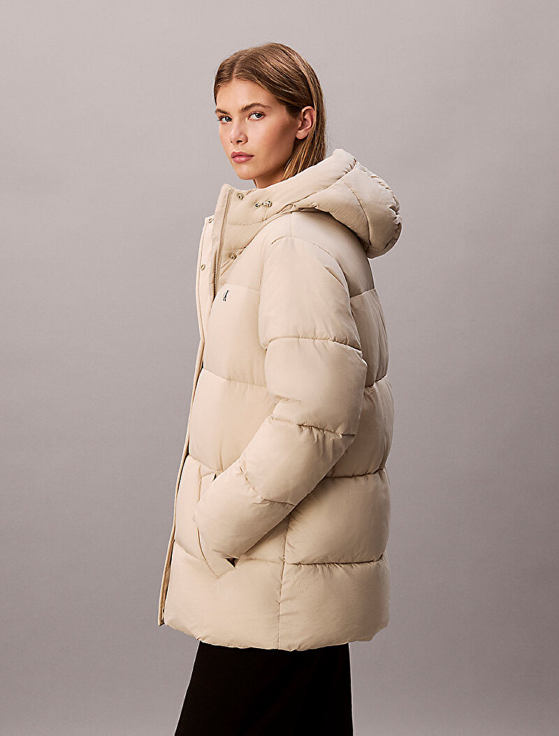 Calvin Klein Bej Renkli Kadın Essential Midweight Puffer Mont