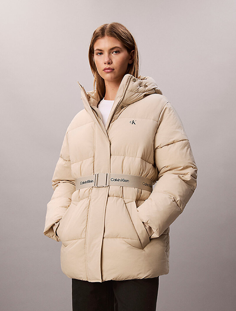 Calvin Klein Bej Renkli Kadın Essential Midweight Puffer Mont