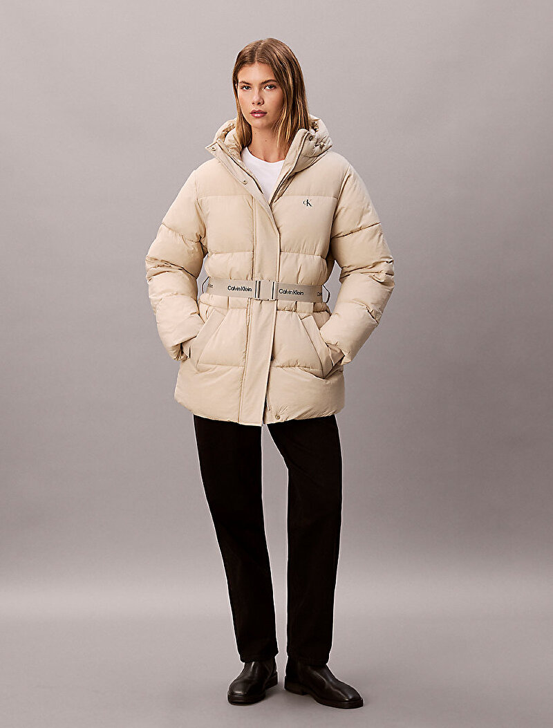 Calvin Klein Bej Renkli Kadın Essential Midweight Puffer Mont