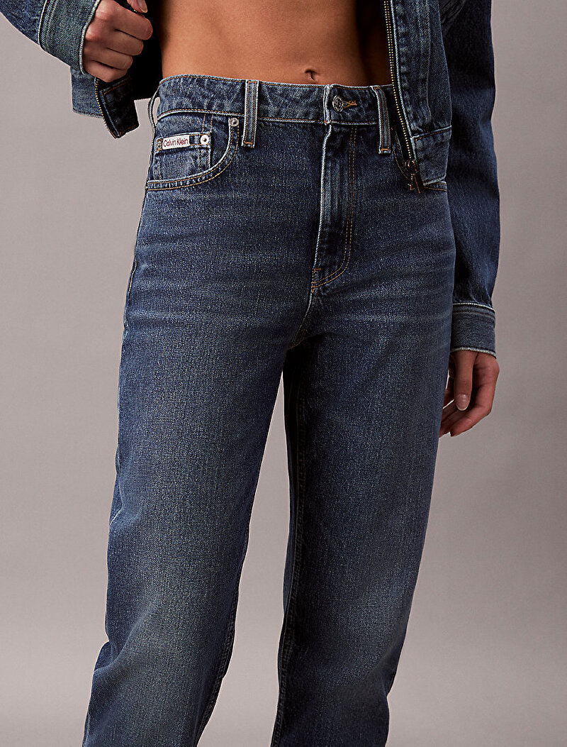 Calvin Klein Mavi Renkli Kadın High Rise Straight Jean Pantolon