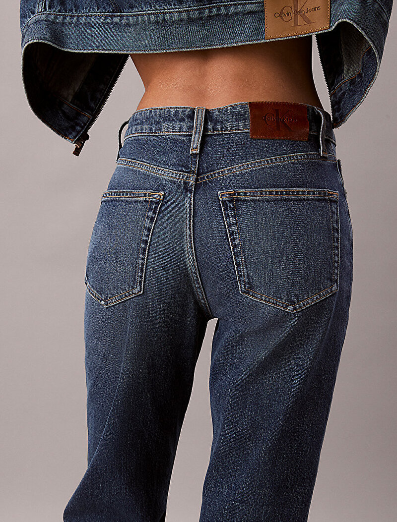 Calvin Klein Mavi Renkli Kadın High Rise Straight Jean Pantolon