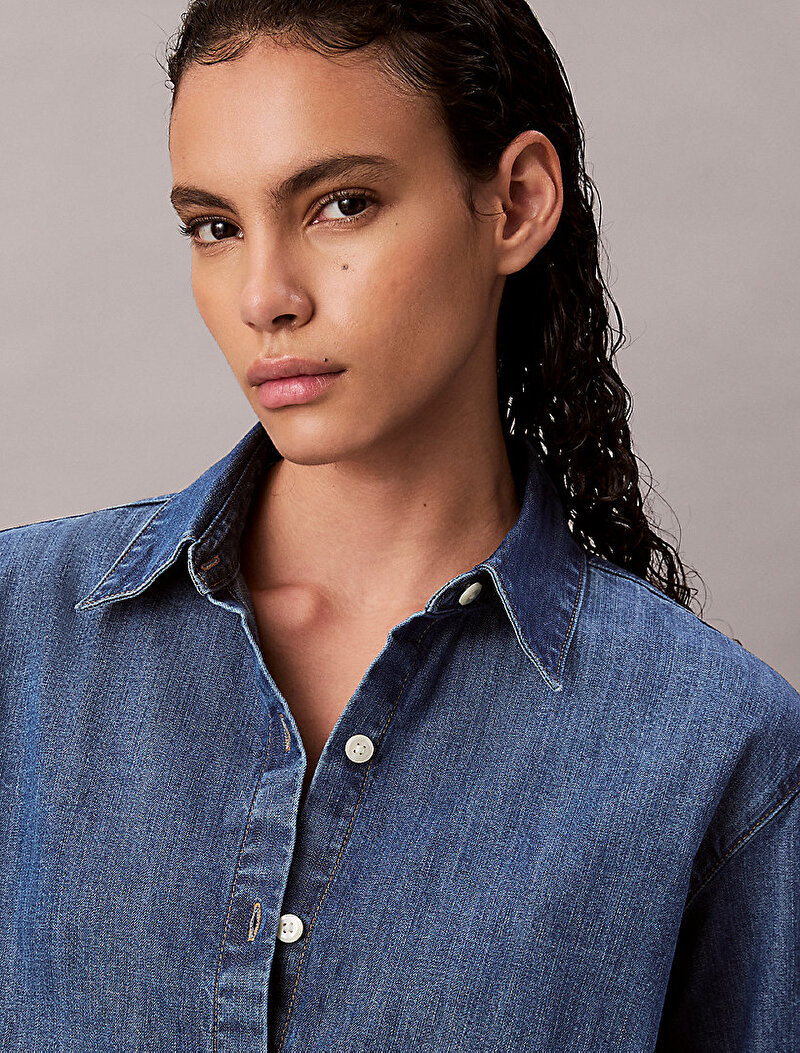 Calvin Klein Lacivert Renkli Kadın Oversized Gömlek