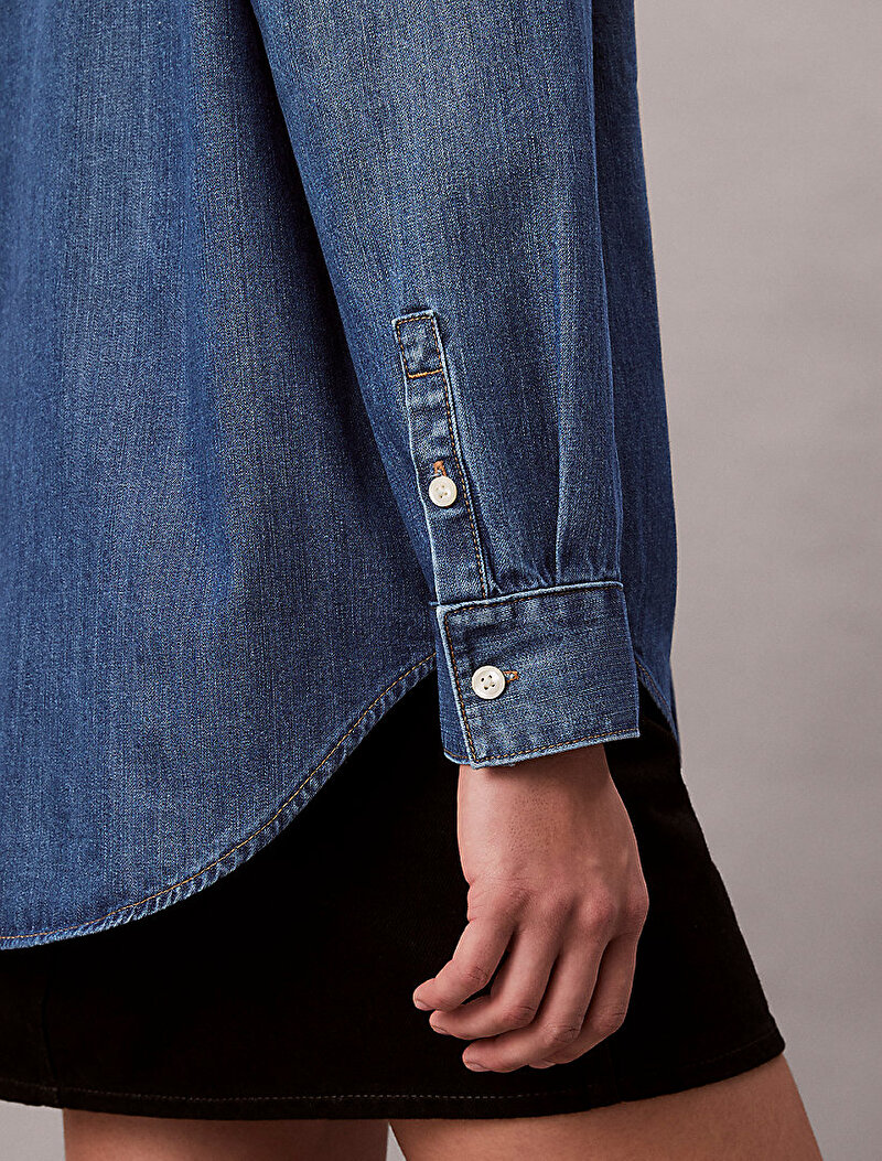 Calvin Klein Lacivert Renkli Kadın Oversized Gömlek