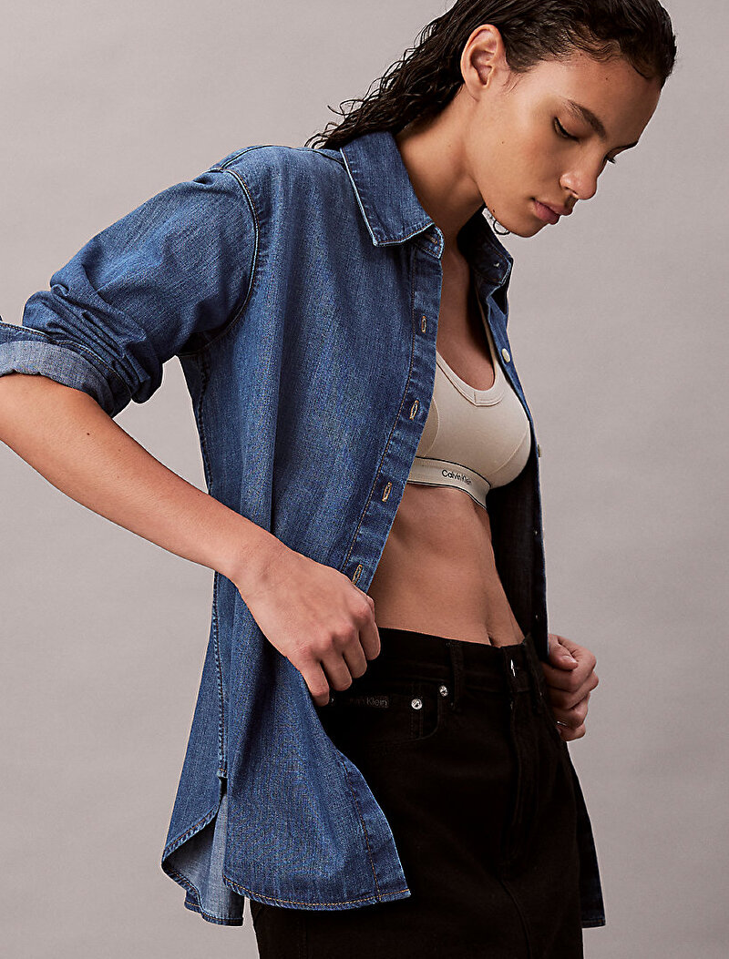 Calvin Klein Lacivert Renkli Kadın Oversized Gömlek