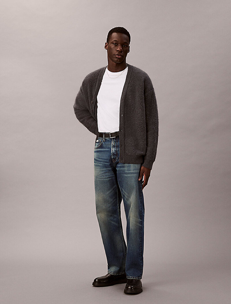 Calvin Klein Gri Renkli Erkek Brushed Alpaca Kazak