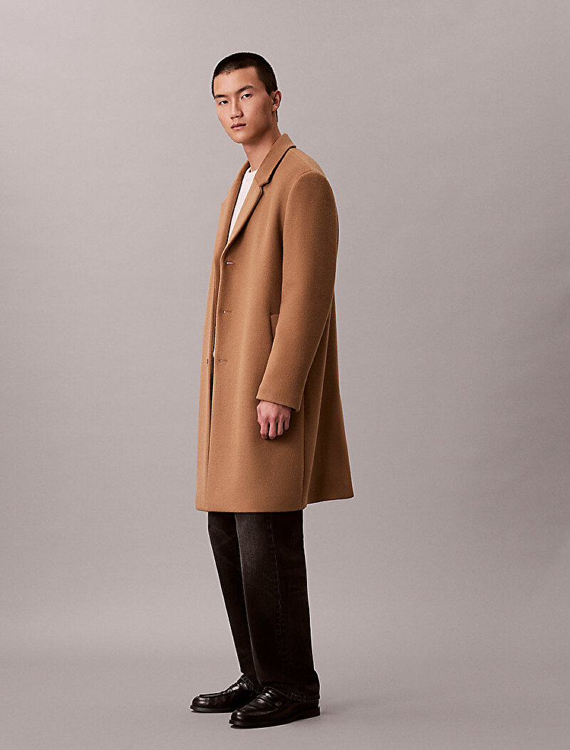 Calvin Klein Kahverengi Renkli Erkek Wool Blend Kaban