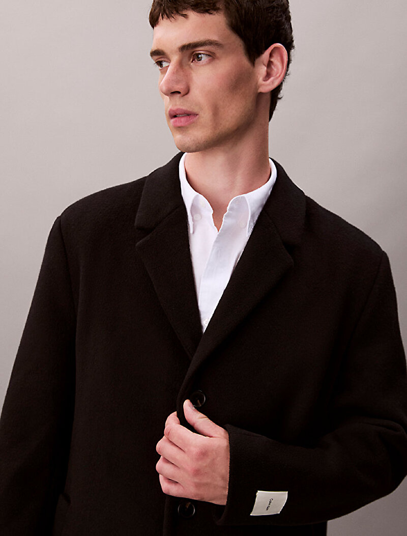 Calvin Klein Siyah Renkli Erkek Wool Blend Kaban