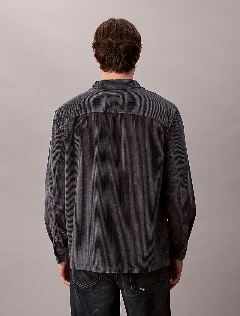 Calvin Klein Gri Renkli Erkek Corduroy Pocket Gömlek