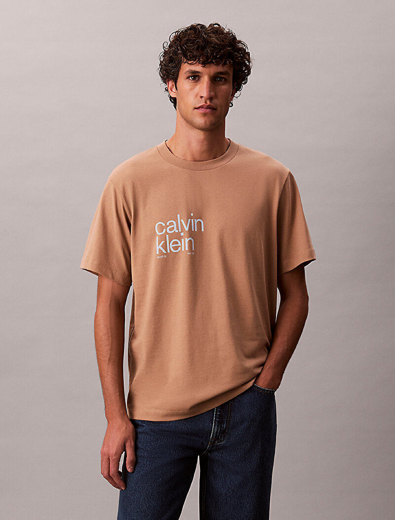 Calvin Klein Bej Renkli Erkek 20s Calvin Klein T-shirt