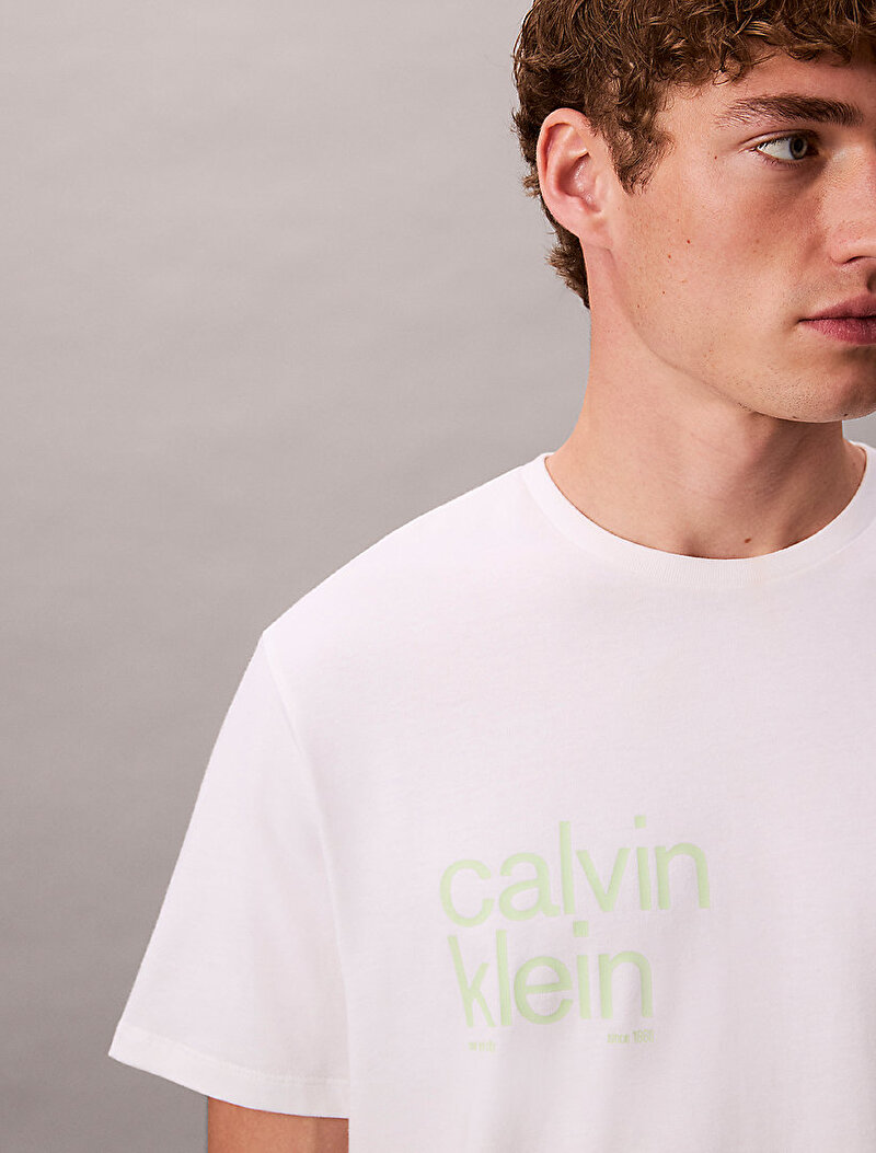 Calvin Klein Beyaz Renkli Erkek 20s Calvin Klein T-shirt
