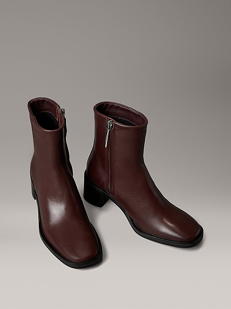 Calvin Klein Kırmızı Renkli Kadın Block Topuklu Fermuarlı Bot