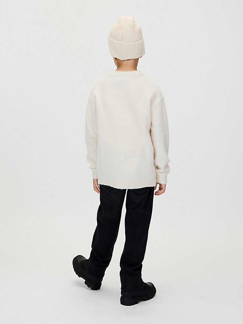 Calvin Klein Bej Renkli Erkek Çocuk Fluffy Kazak