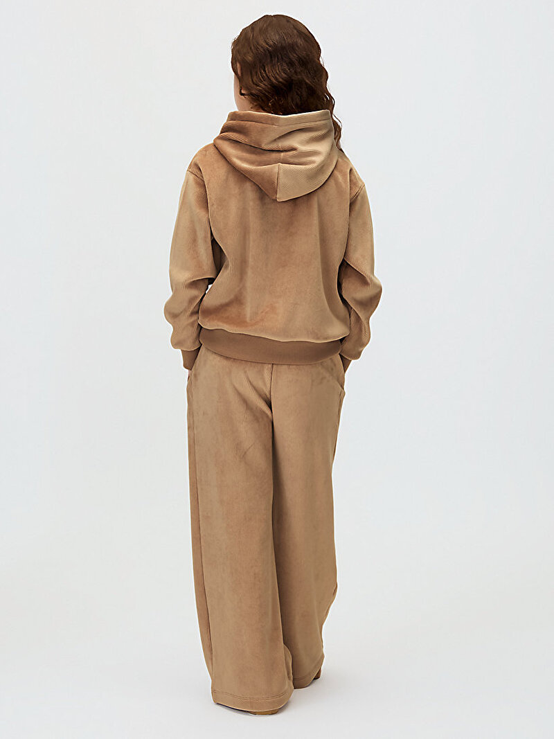 Calvin Klein Bej Renkli Kız Çocuk Velvet Rib Eşofman Takımı