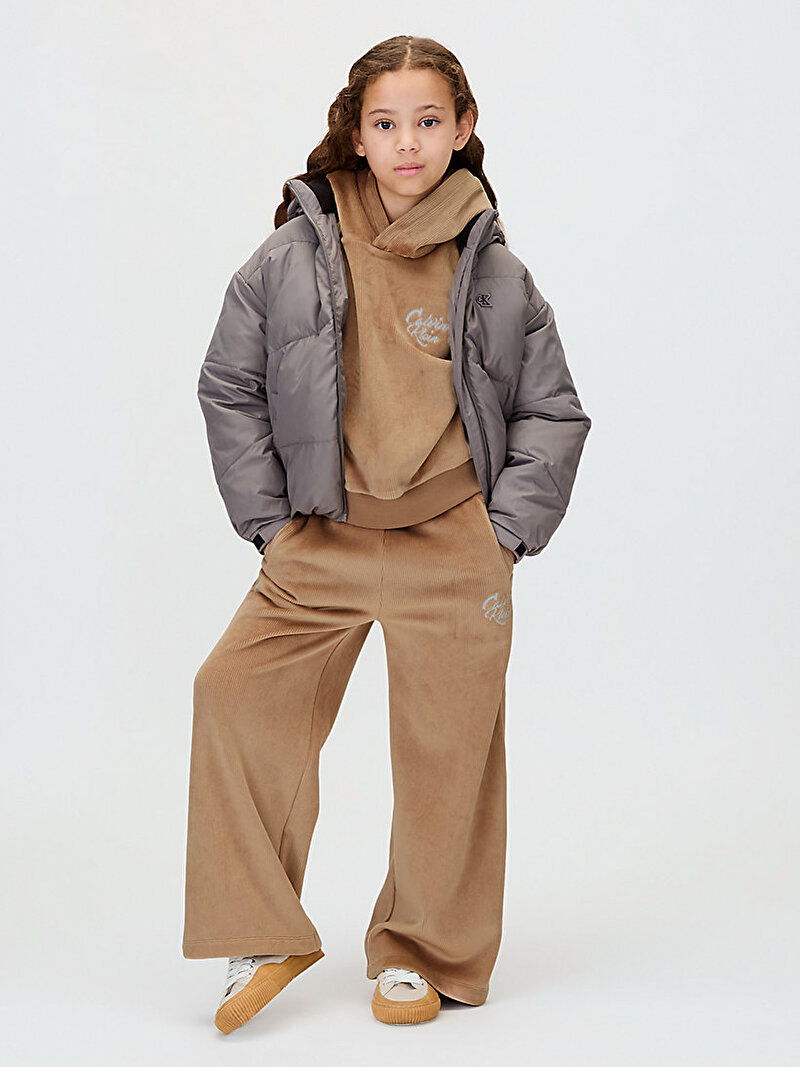 Calvin Klein Bej Renkli Kız Çocuk Velvet Rib Eşofman Takımı