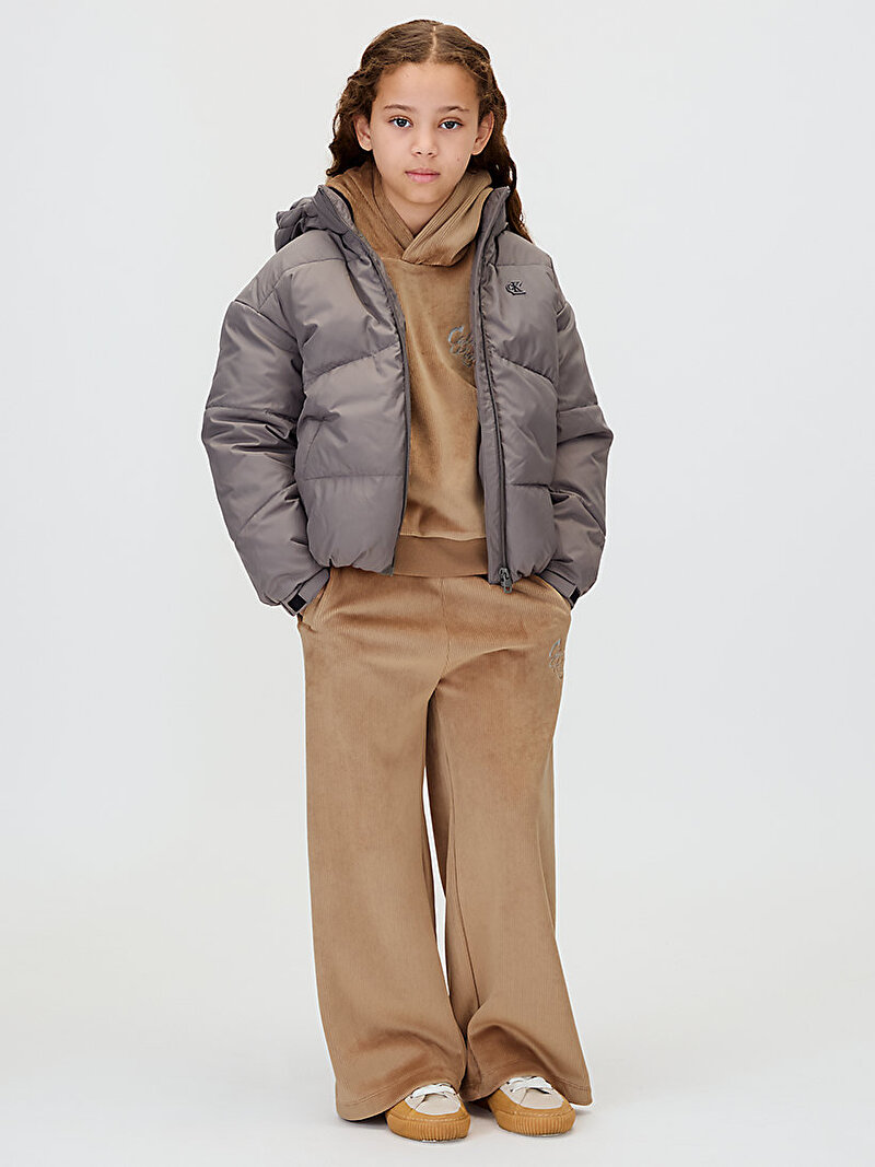 Calvin Klein Bej Renkli Kız Çocuk Velvet Rib Eşofman Takımı