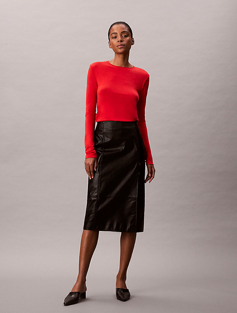 Calvin Klein Kırmızı Renkli Kadın Inside Out Sheer Uzun Kollu T-shirt