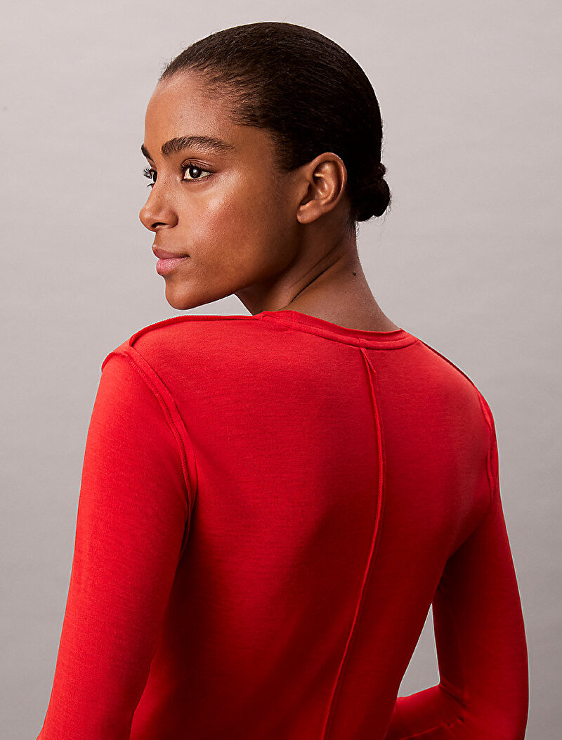 Calvin Klein Kırmızı Renkli Kadın Inside Out Sheer Uzun Kollu T-shirt