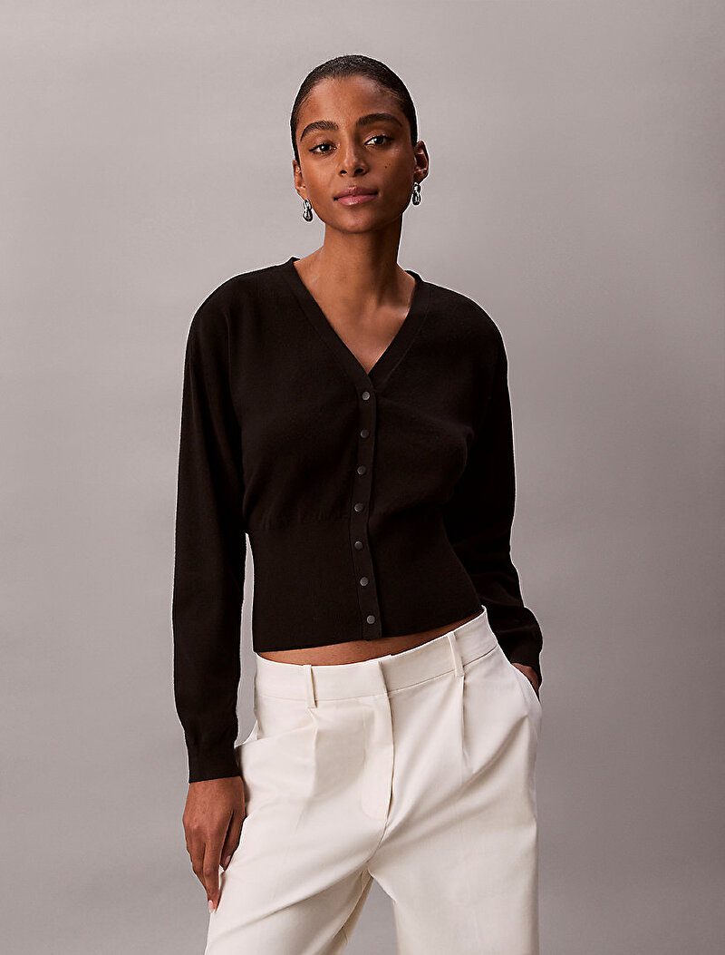 Calvin Klein Siyah Renkli Kadın Half Milano Hırka