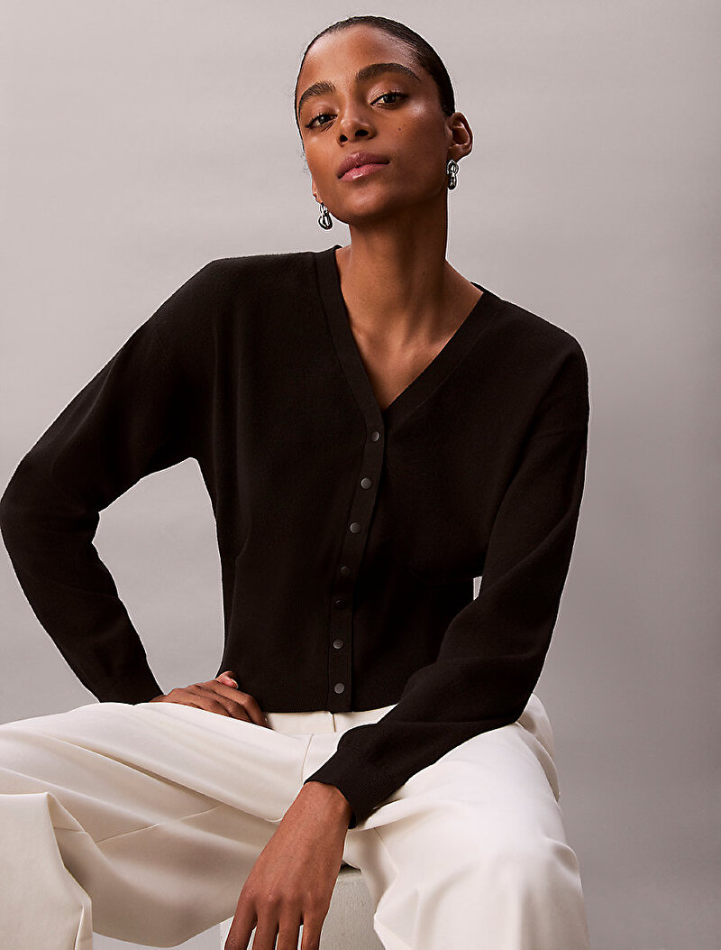 Calvin Klein Siyah Renkli Kadın Half Milano Hırka