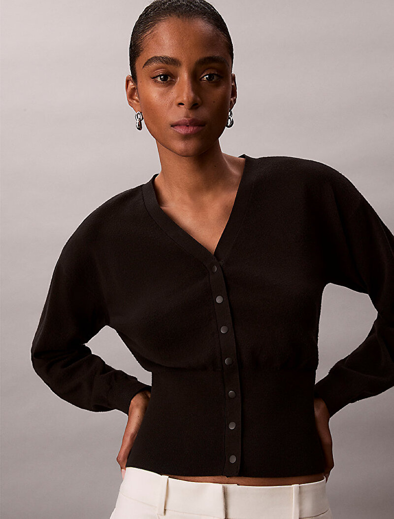 Calvin Klein Siyah Renkli Kadın Half Milano Hırka