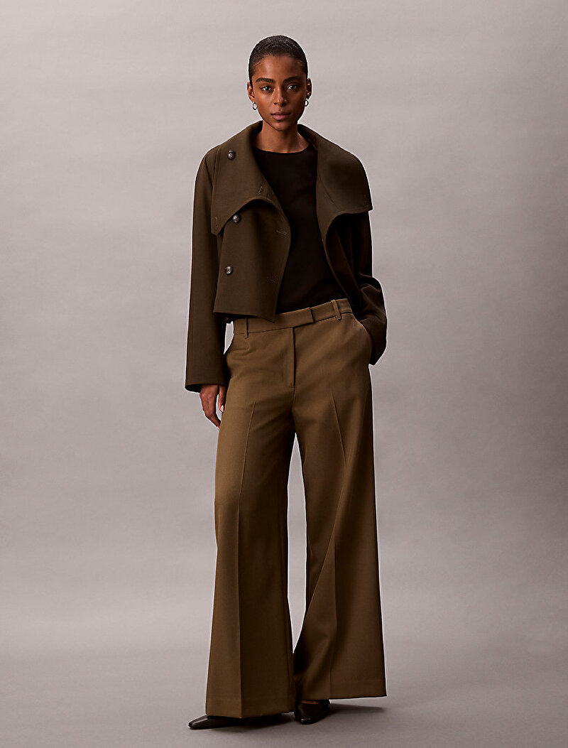 Calvin Klein Kahverengi Renkli Kadın Cropped Tool Trençkot