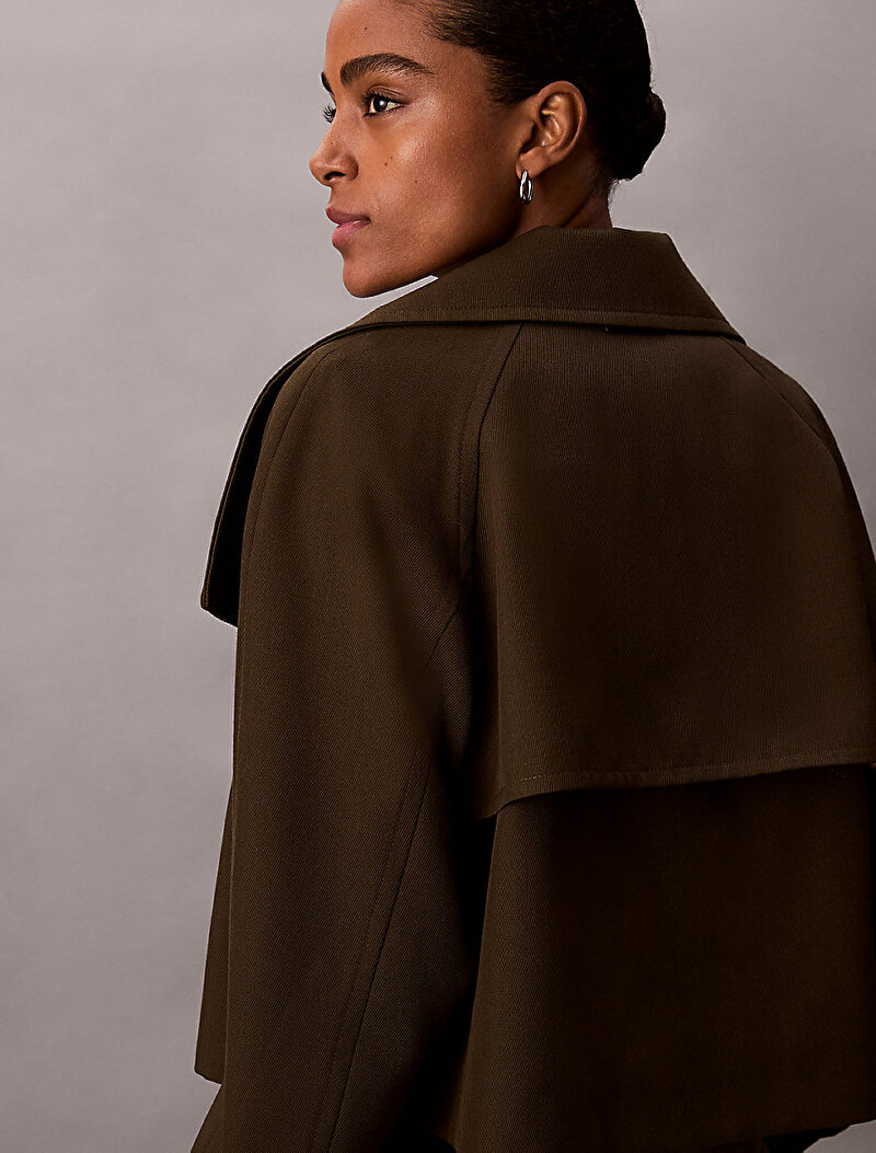 Calvin Klein Kahverengi Renkli Kadın Cropped Tool Trençkot