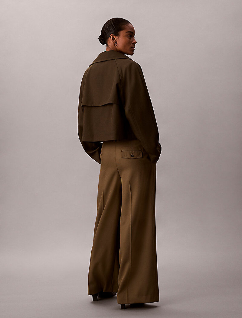 Calvin Klein Kahverengi Renkli Kadın Cropped Tool Trençkot