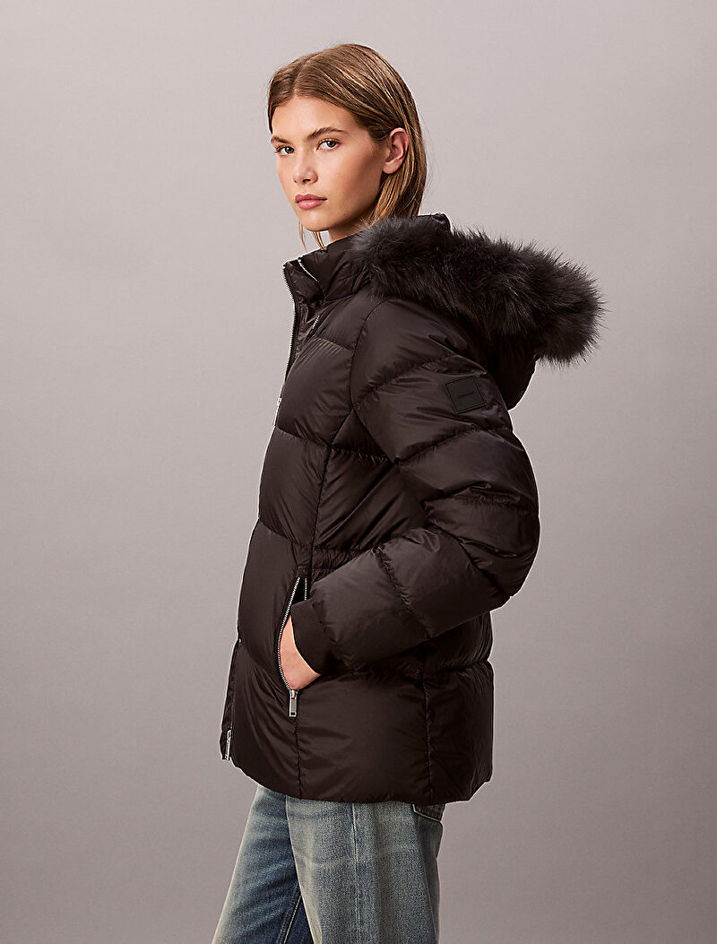 Calvin Klein Siyah Renkli Kadın Mid Down Puffer Mont
