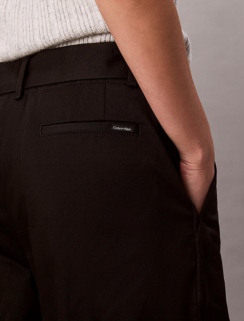 Calvin Klein Siyah Renkli Kadın Cotton Twill Belted Pantolon