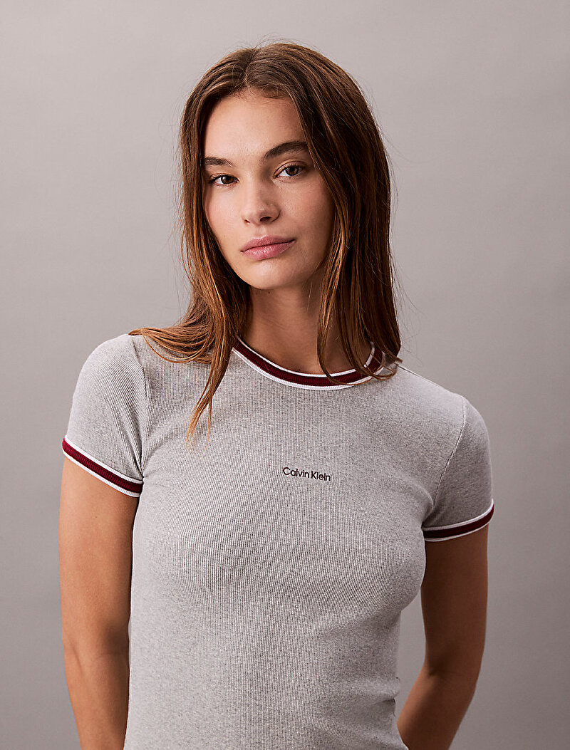 Calvin Klein Gri Renkli Kadın Color Block Elbise