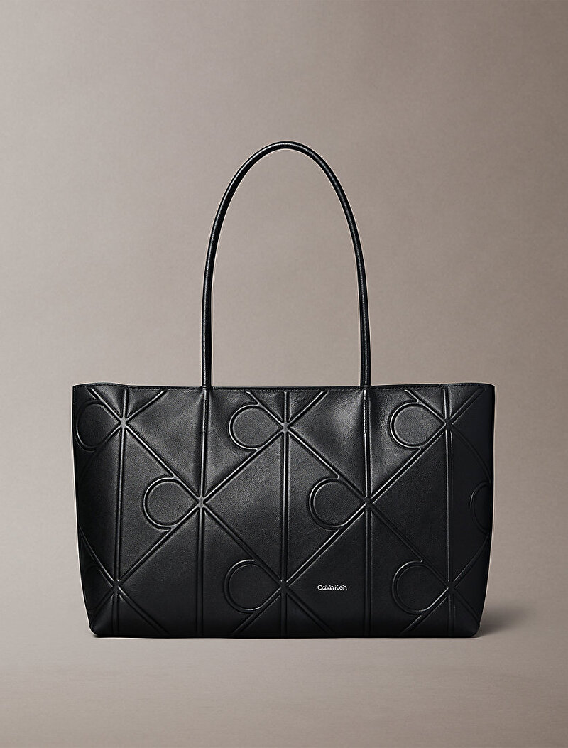Calvin Klein Siyah Renkli Kadın Eemblem Embossed Tote Çanta