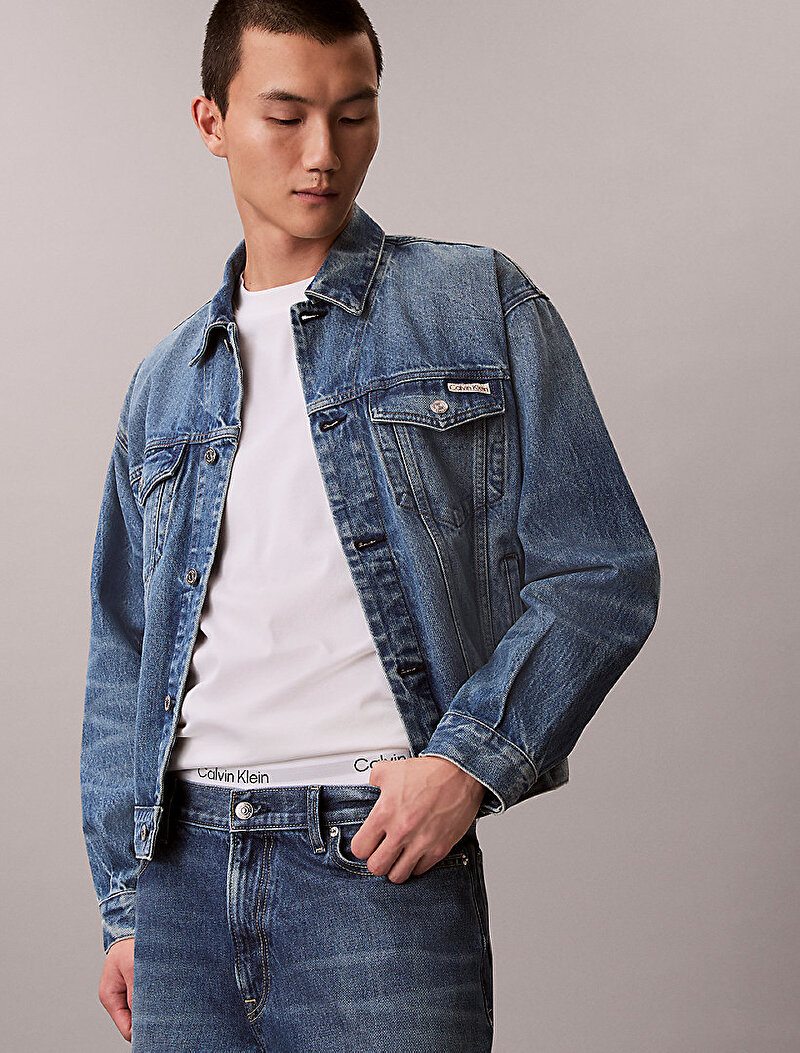 Calvin Klein Mavi Renkli Erkek 90s Indigo Citrine Denim Ceket