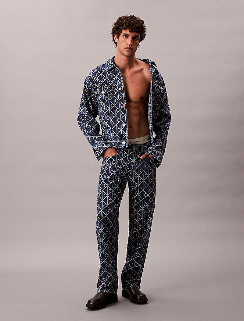 Calvin Klein Mavi Renkli Erkek 90s Indigo Emblem Denim Ceket