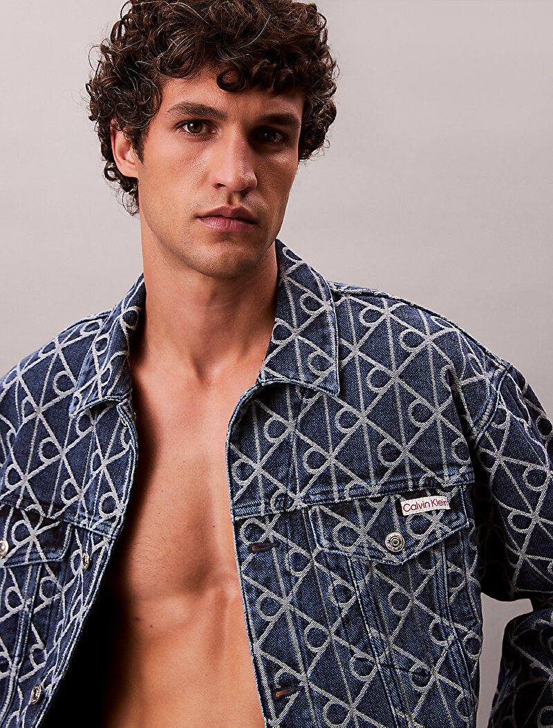 Calvin Klein Mavi Renkli Erkek 90s Indigo Emblem Denim Ceket