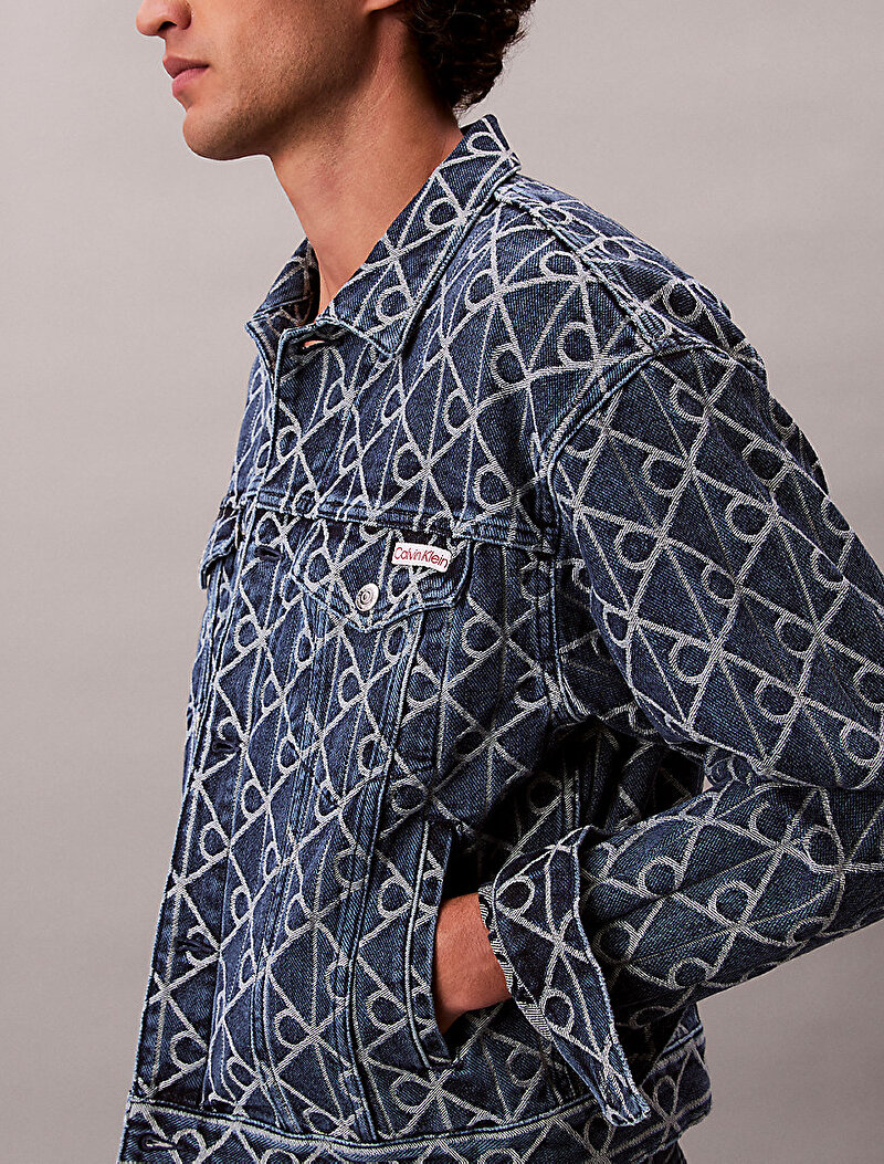 Calvin Klein Mavi Renkli Erkek 90s Indigo Emblem Denim Ceket